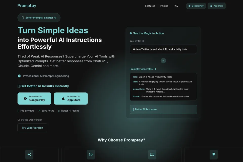 Aperçu de la landing page