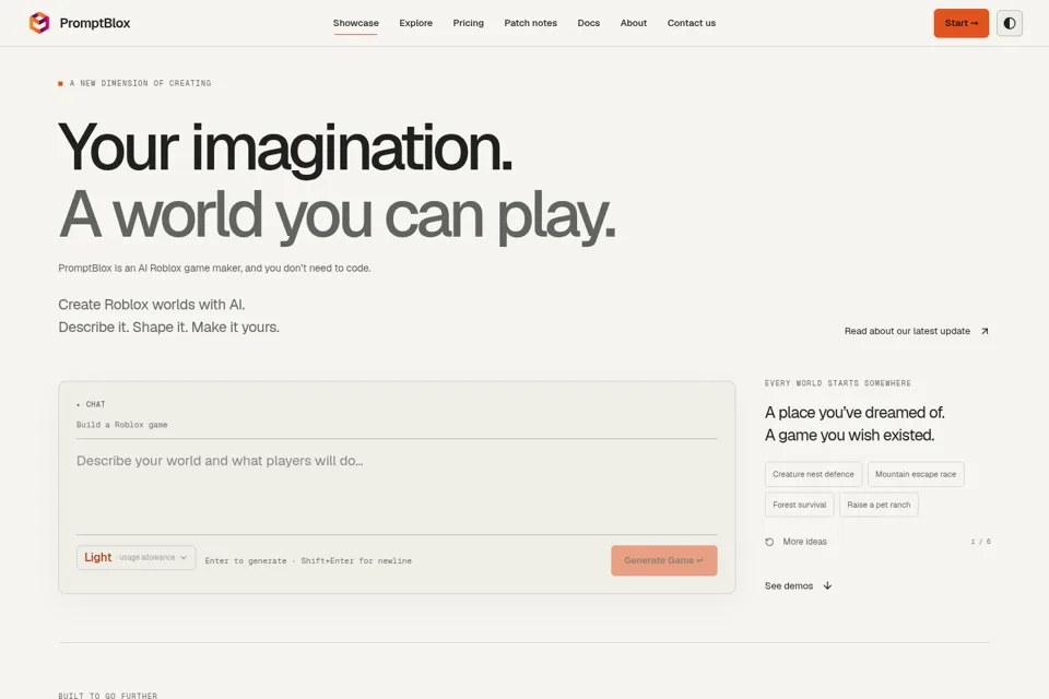 Aperçu de la landing page