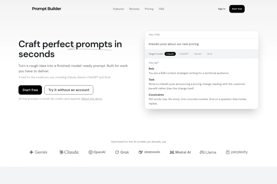 Aperçu de la landing page