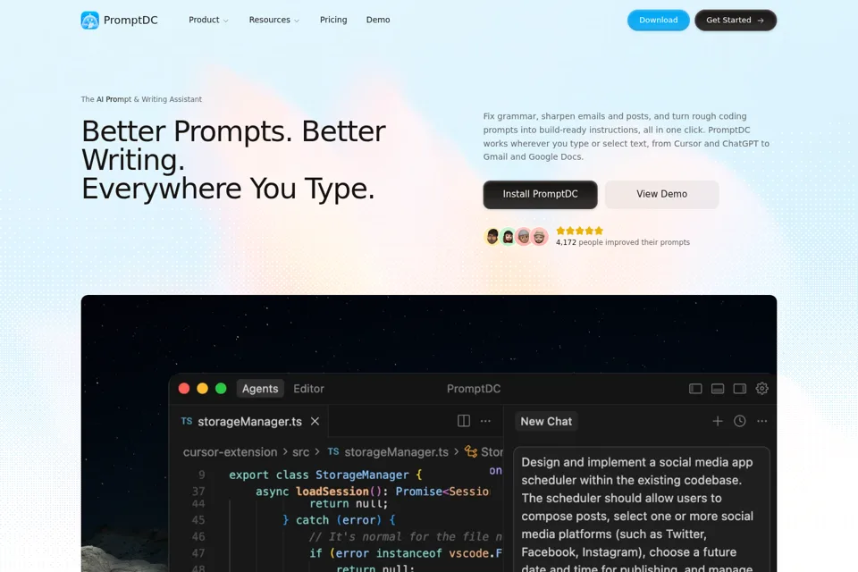 Aperçu de la landing page