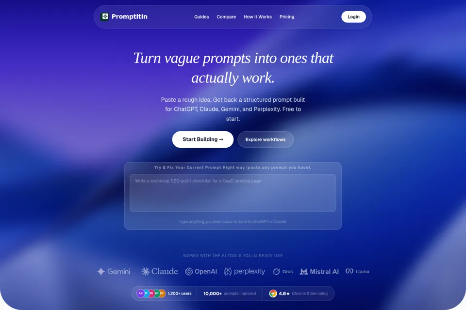 Aperçu de la landing page