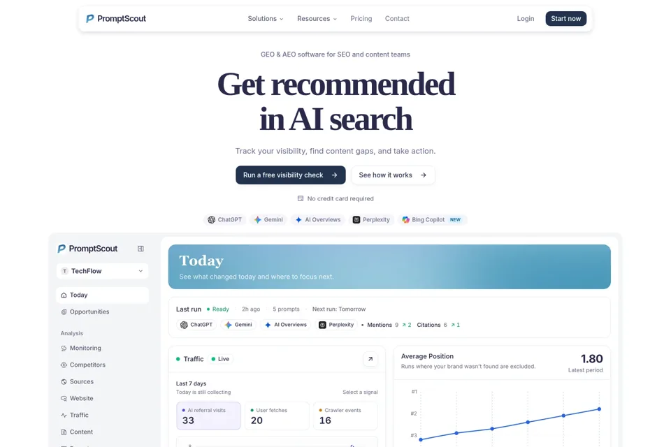 Aperçu de la landing page