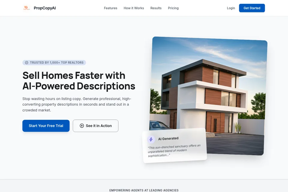 Aperçu de la landing page