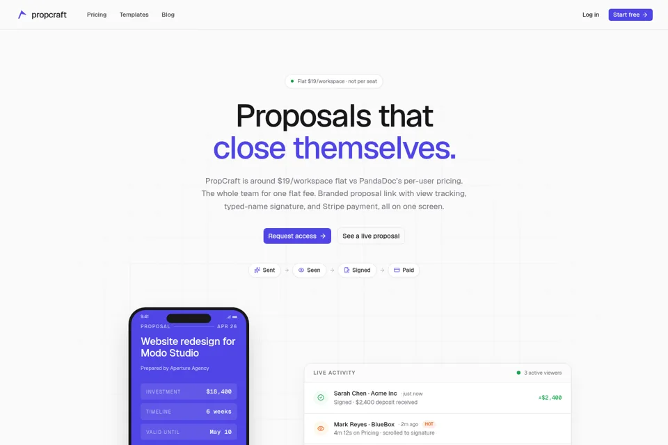 Aperçu de la landing page