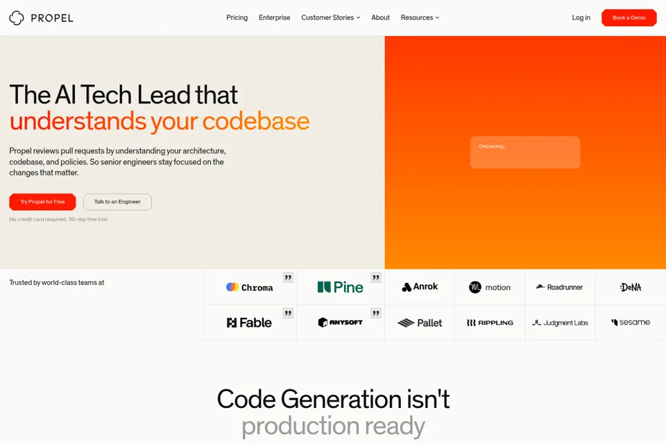 Aperçu de la landing page