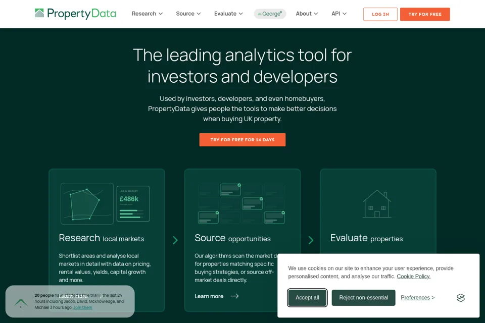 Landing page preview