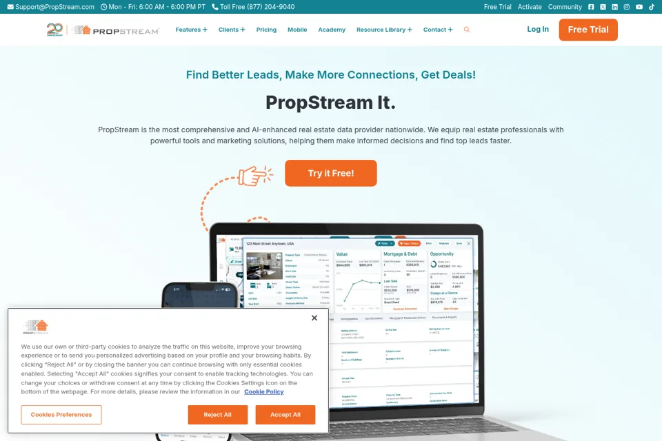 Aperçu de la landing page