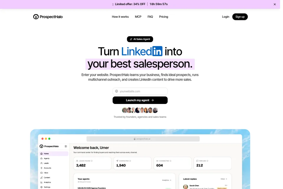 Aperçu de la landing page