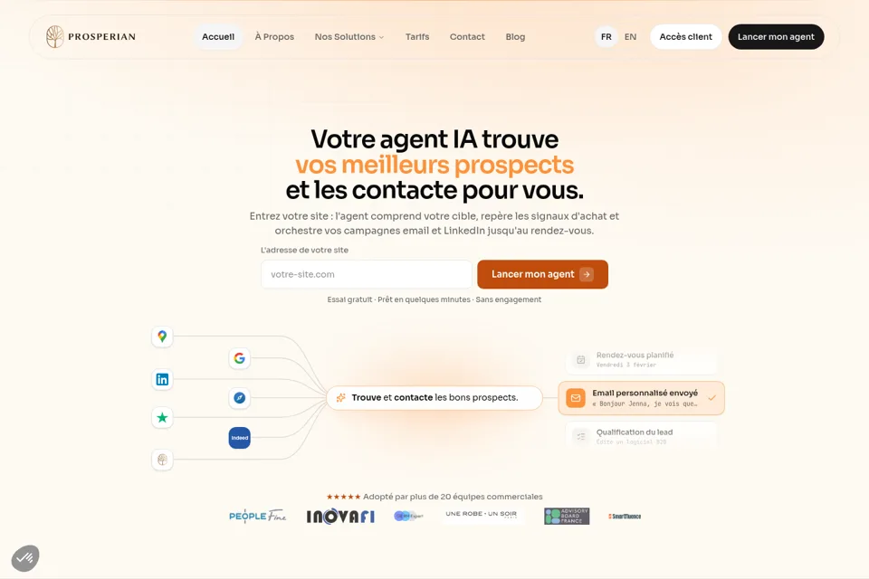 Aperçu de la landing page