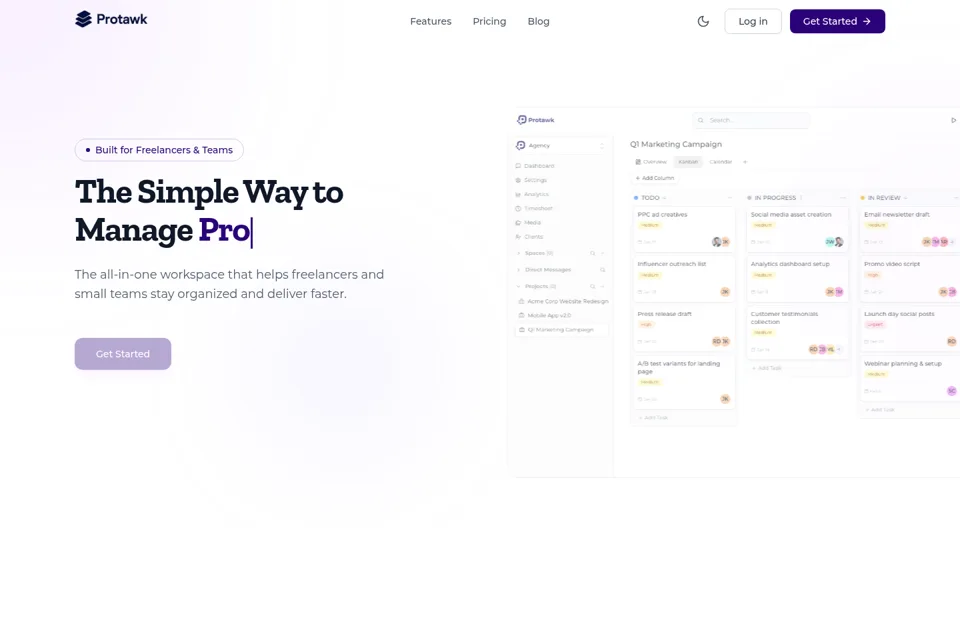 Aperçu de la landing page