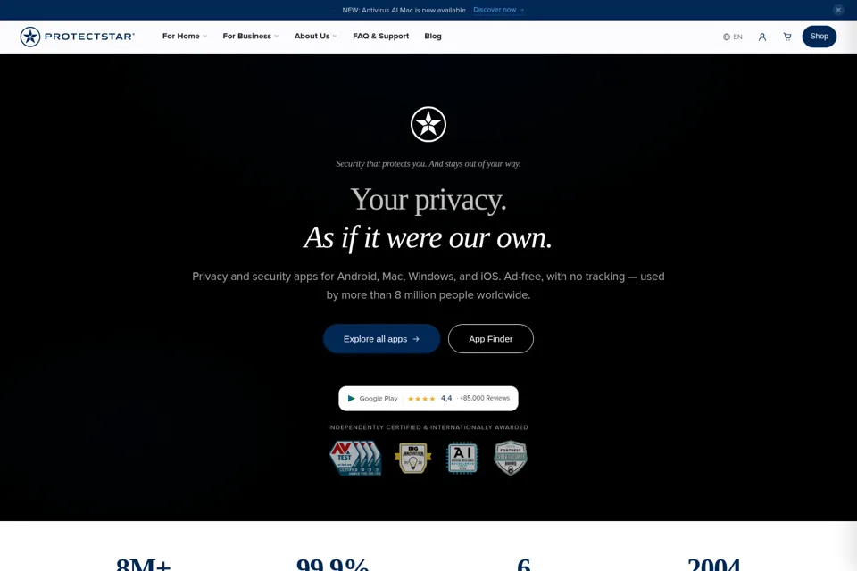 Aperçu de la landing page