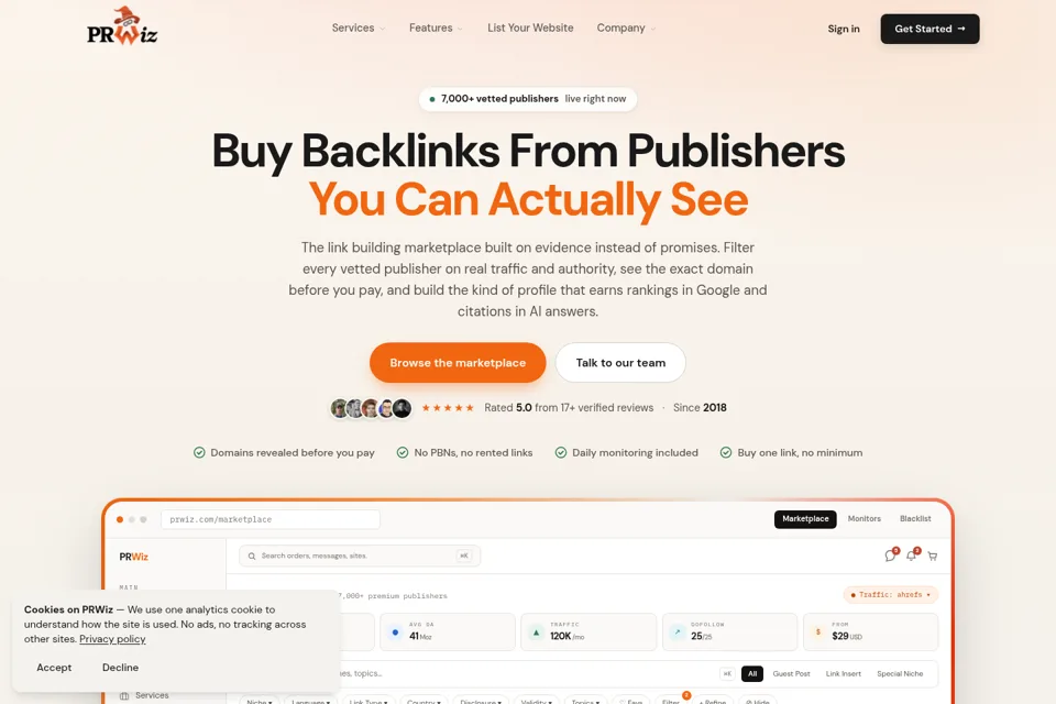 Aperçu de la landing page