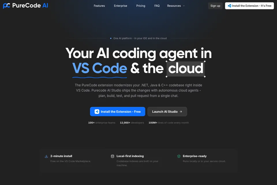 Aperçu de la landing page