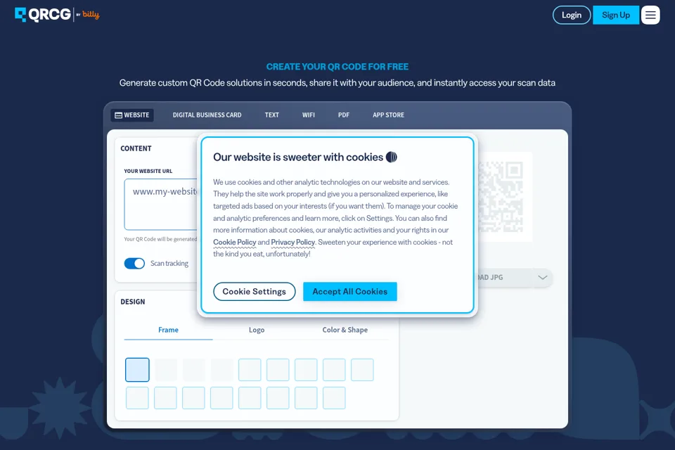 Aperçu de la landing page