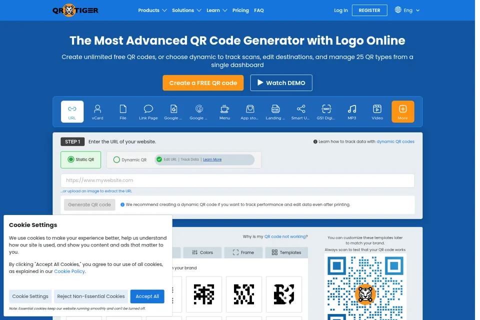 Aperçu de la landing page