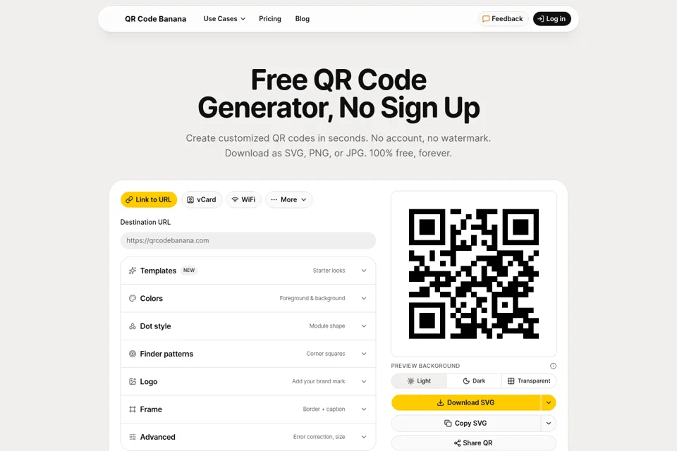 Aperçu de la landing page