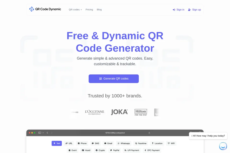 Aperçu de la landing page