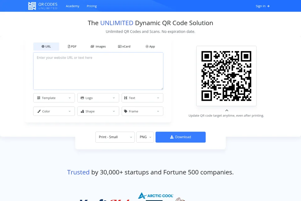 Aperçu de la landing page