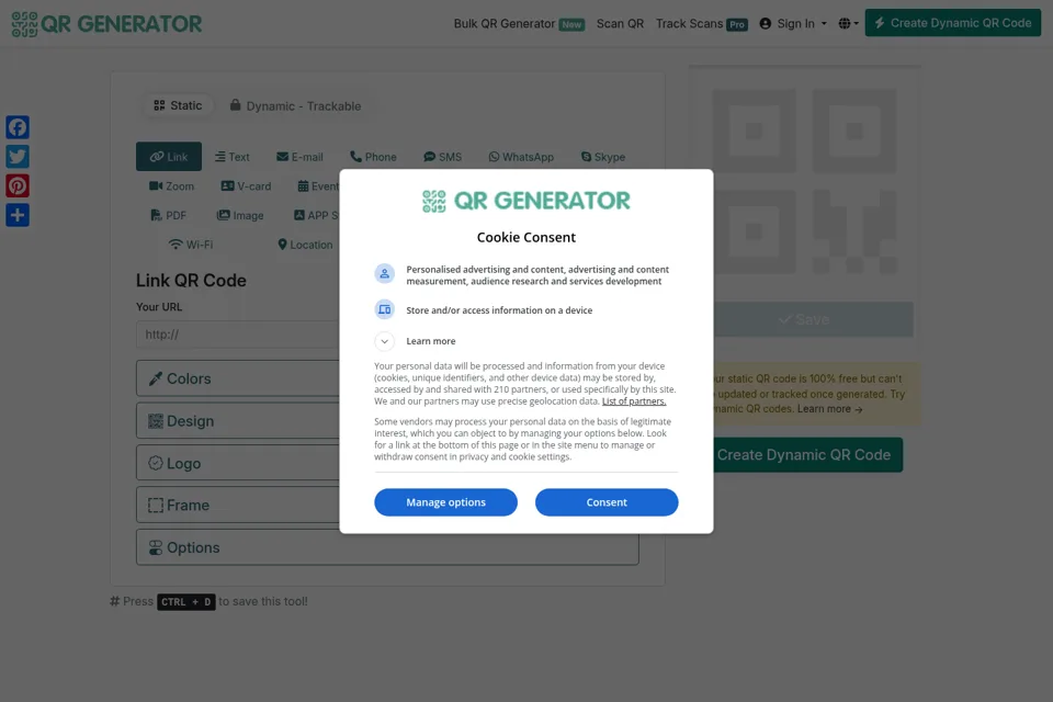 Aperçu de la landing page