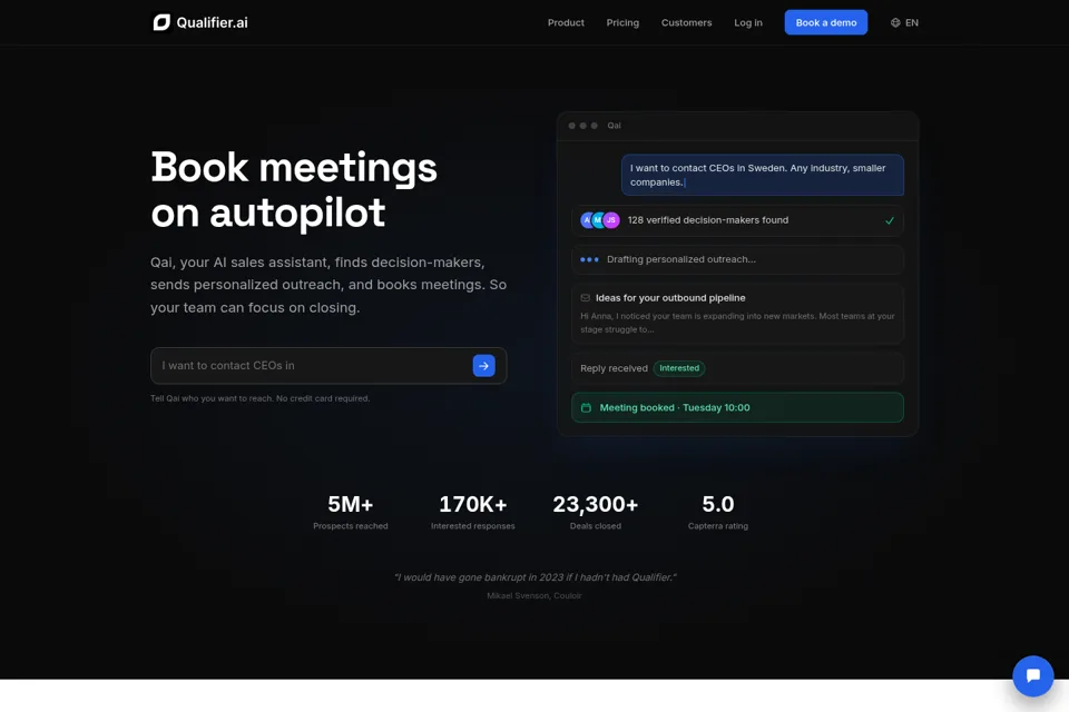 Aperçu de la landing page