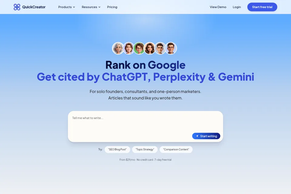 Aperçu de la landing page