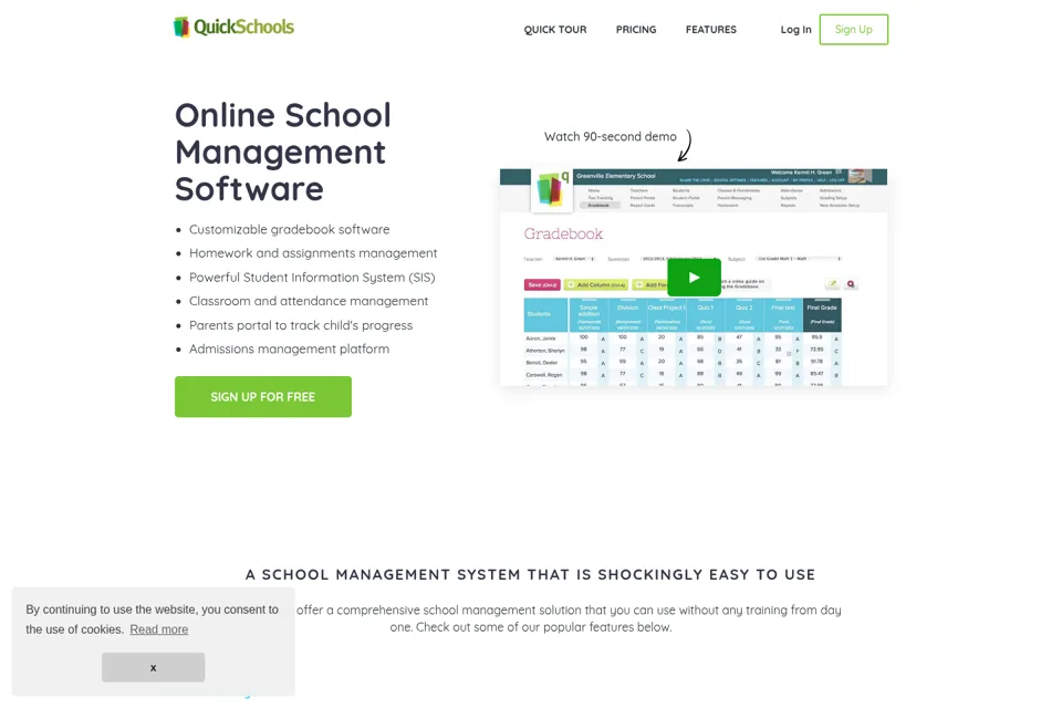 Aperçu de la landing page