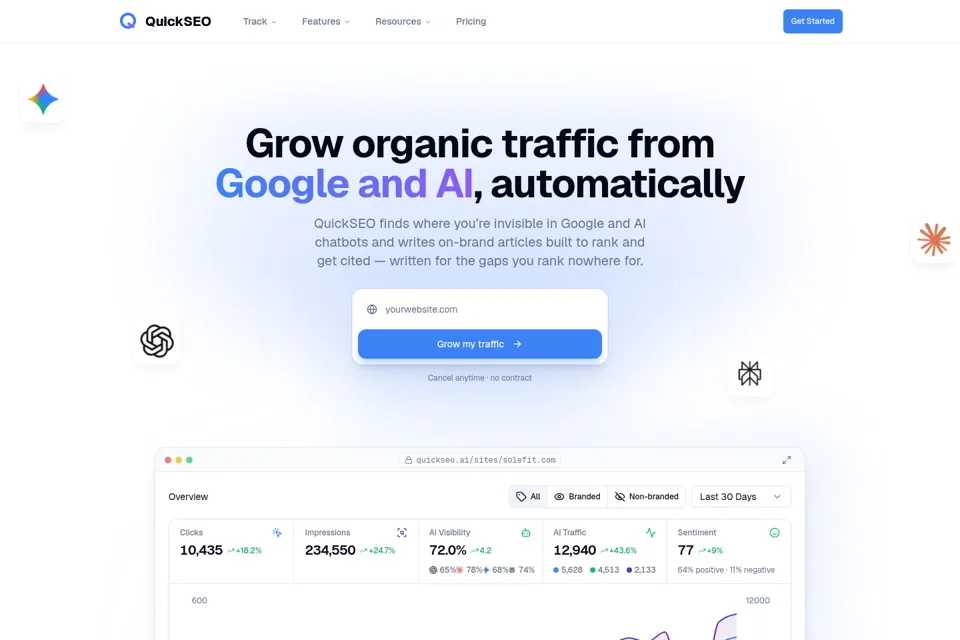 Aperçu de la landing page