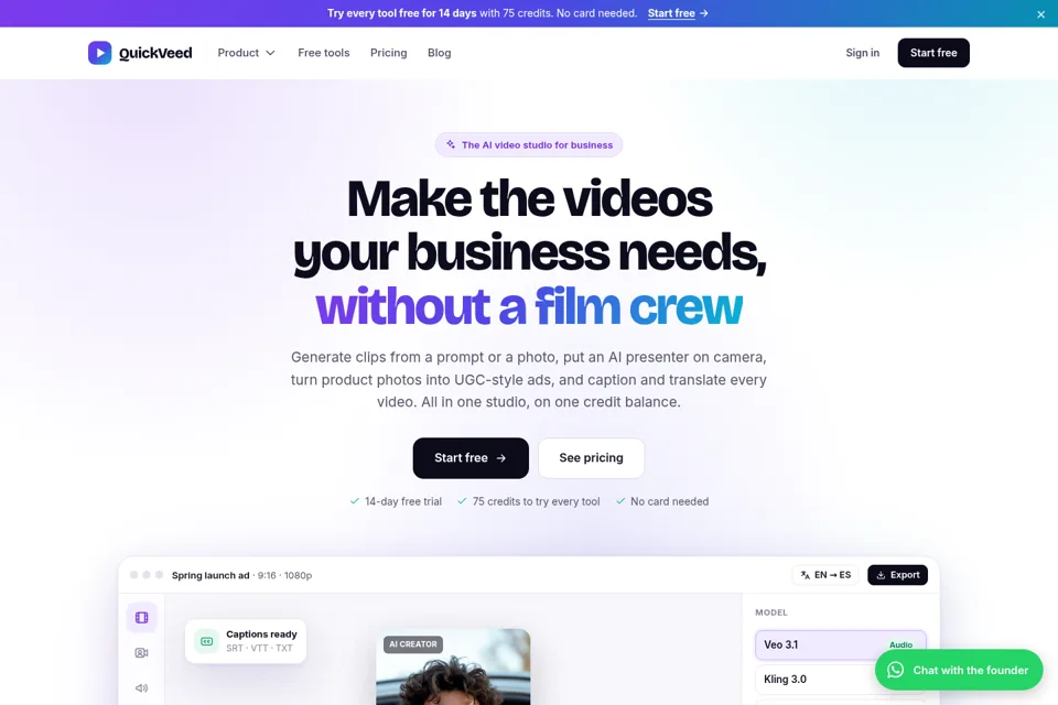 Aperçu de la landing page