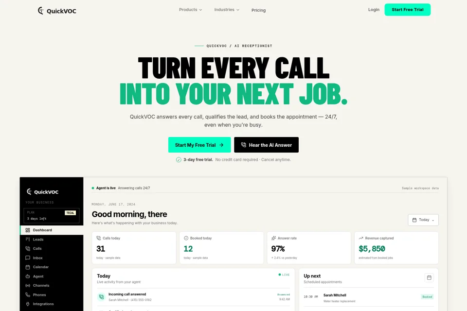 Aperçu de la landing page