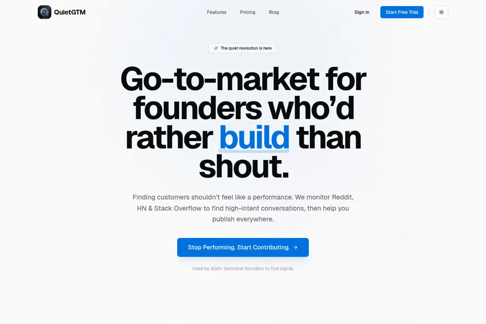 Aperçu de la landing page