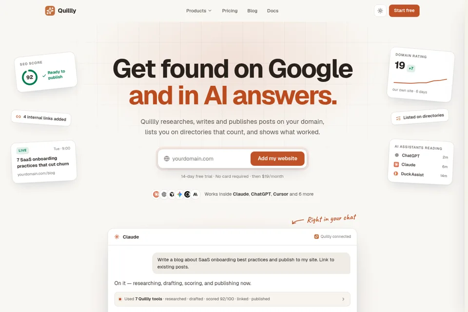 Aperçu de la landing page