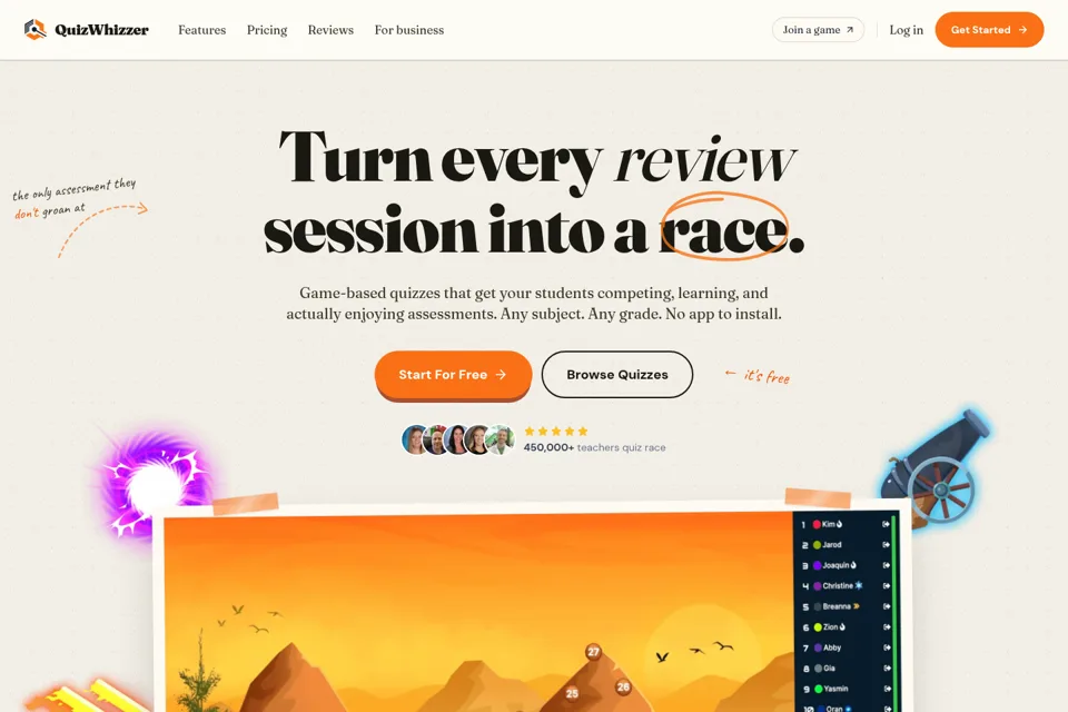 Aperçu de la landing page