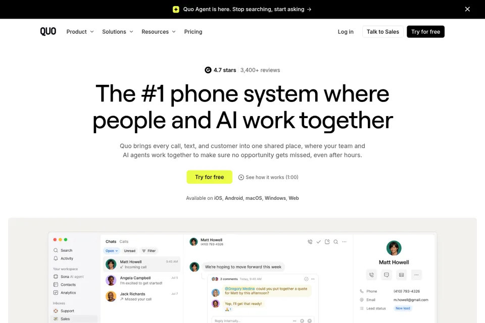 Aperçu de la landing page
