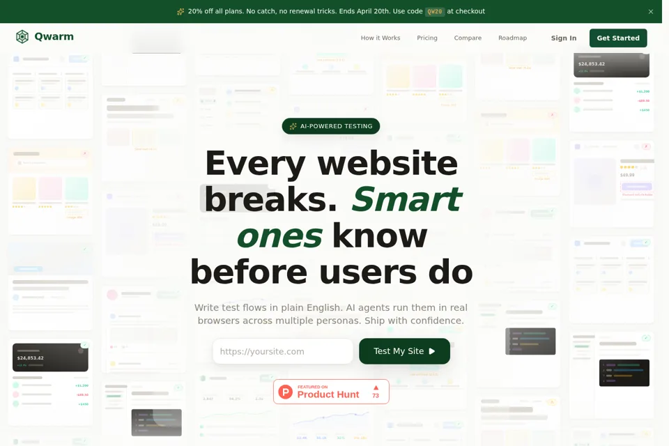 Aperçu de la landing page