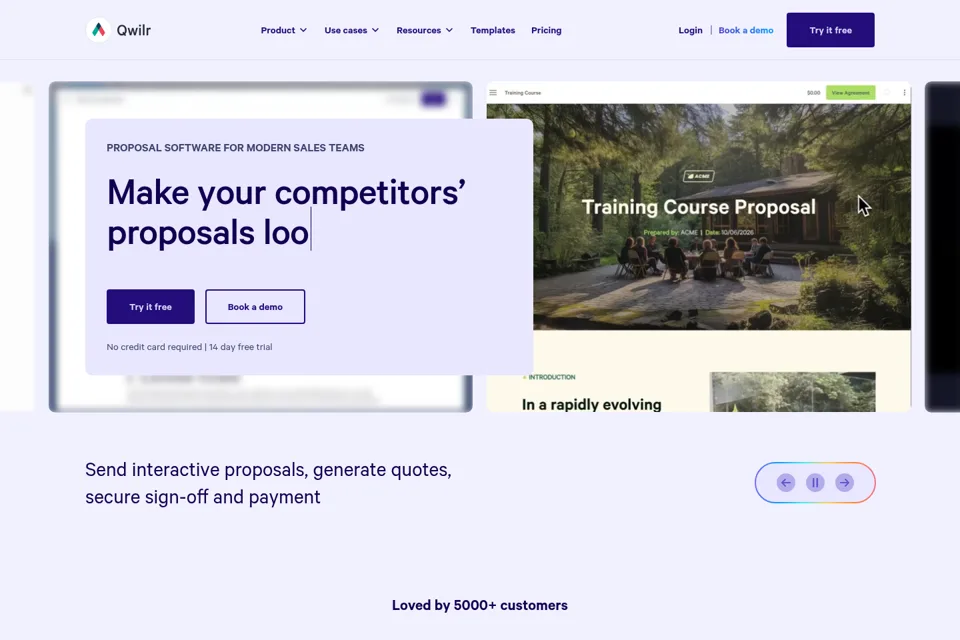 Aperçu de la landing page