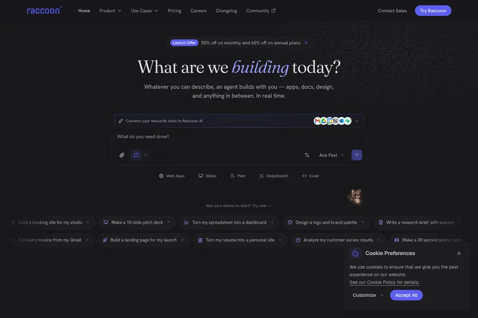 Aperçu de la landing page