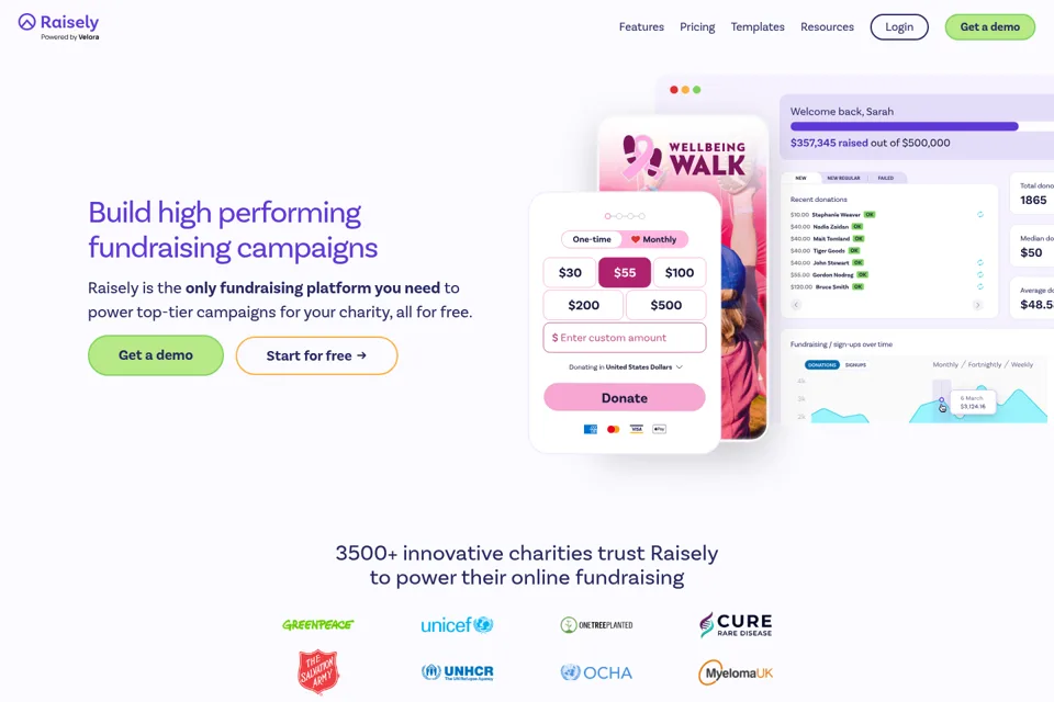 Aperçu de la landing page