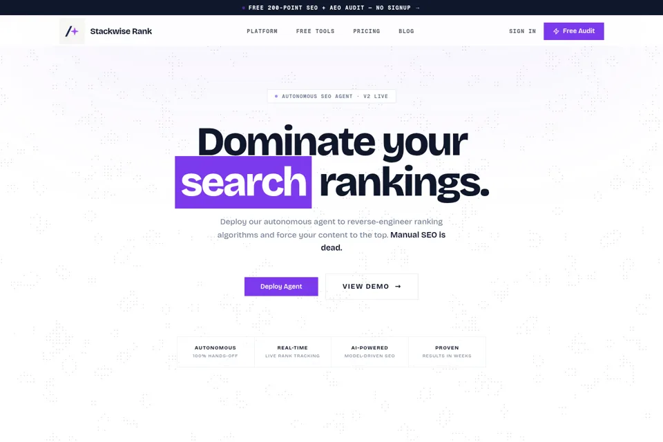 Aperçu de la landing page