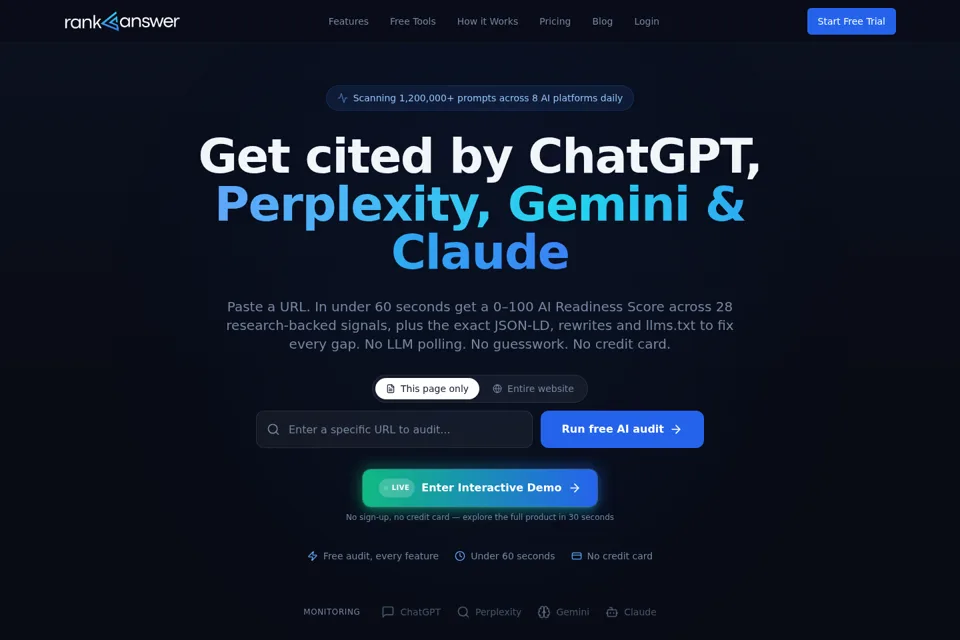 Aperçu de la landing page