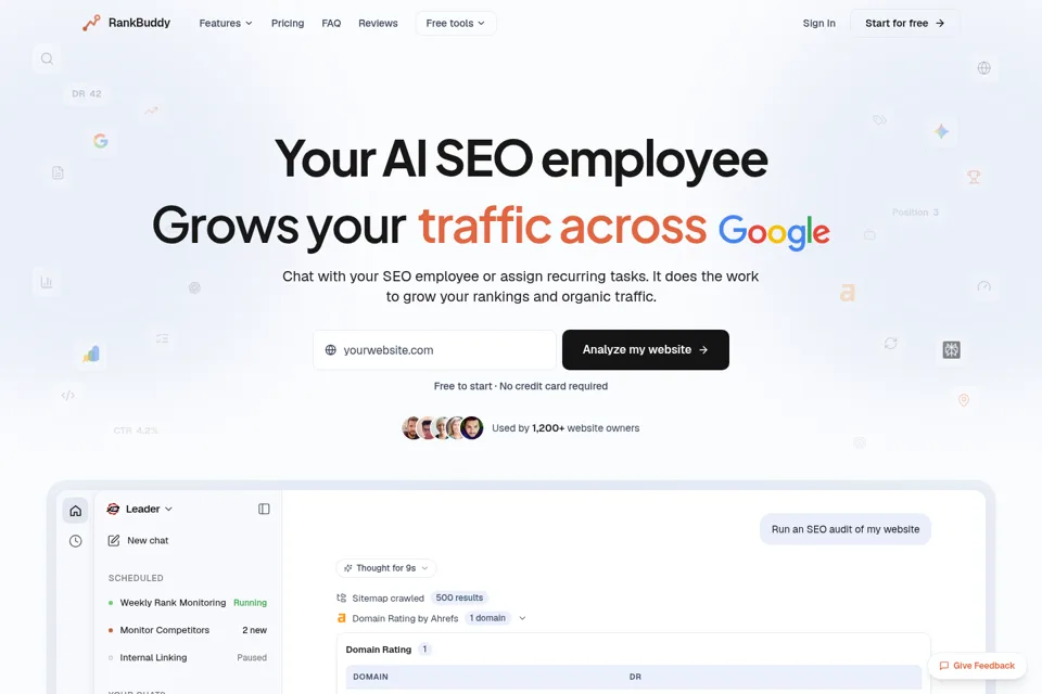 Aperçu de la landing page