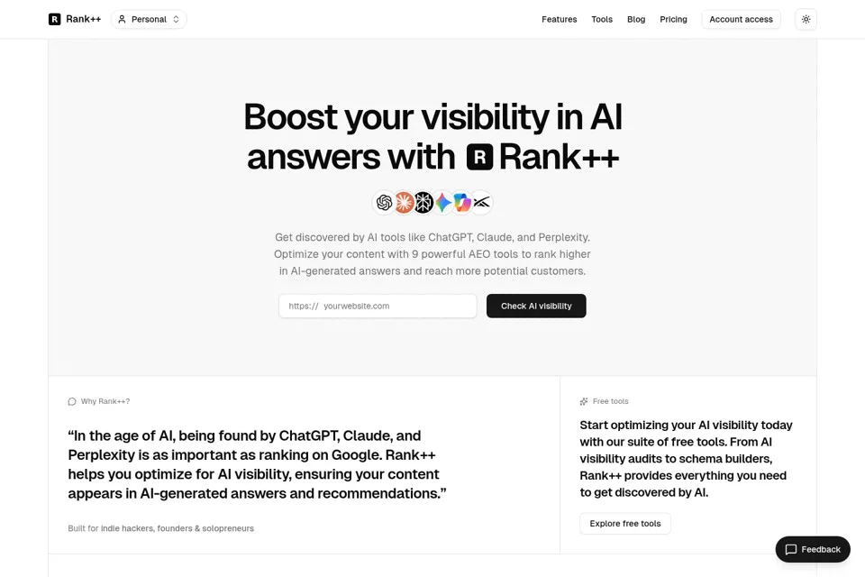 Aperçu de la landing page