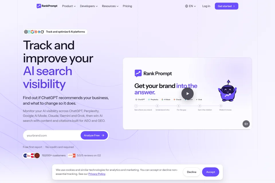 Aperçu de la landing page