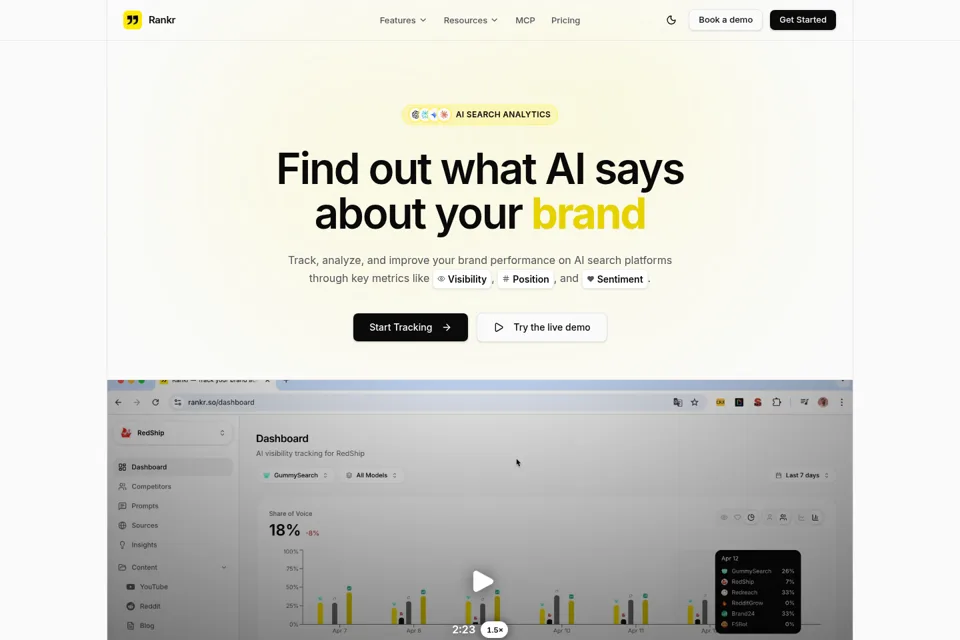 Aperçu de la landing page
