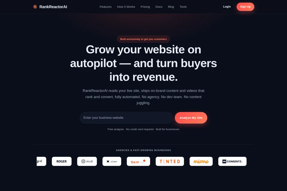 Aperçu de la landing page