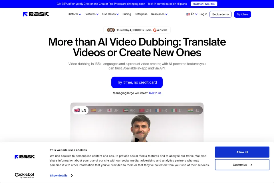 Aperçu de la landing page