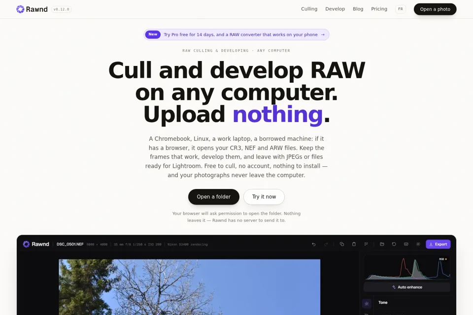 Aperçu de la landing page