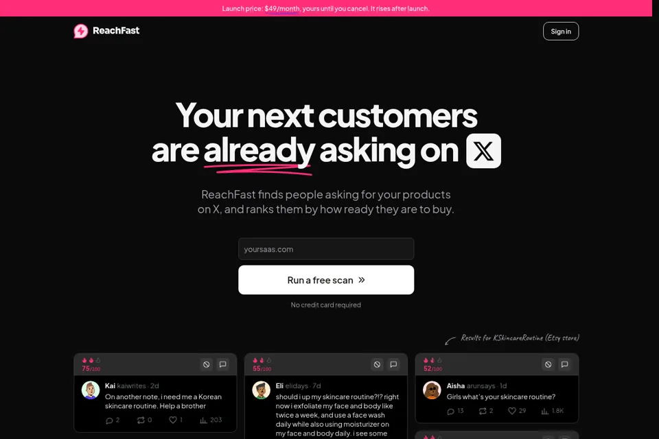 Aperçu de la landing page