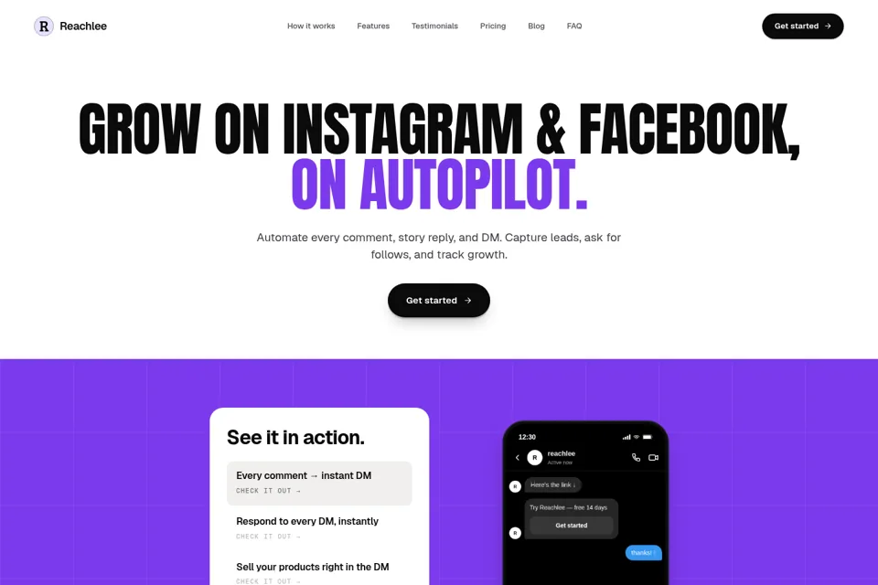 Aperçu de la landing page