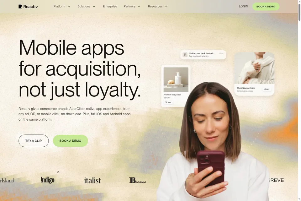 Aperçu de la landing page