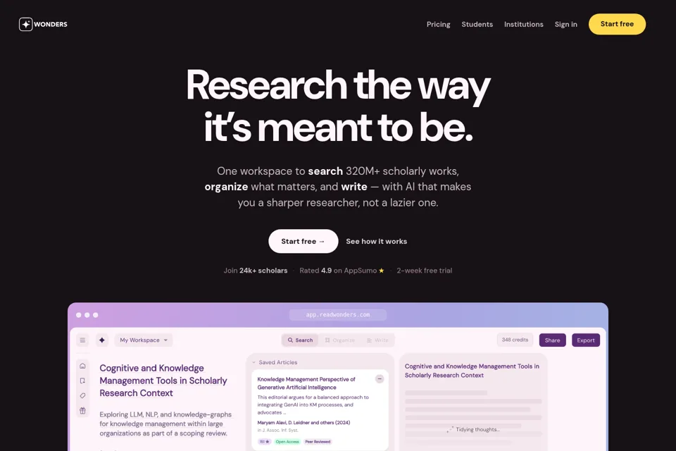 Aperçu de la landing page